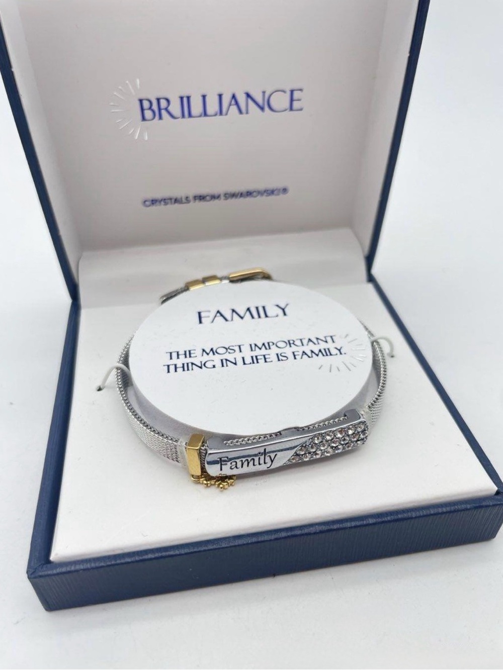Brilliance Crystals From Swarovski
Silver/gold Tone Family Mesh Bracelet